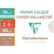 Pochette 6 feuilles papier calque + 6 feuilles papier millimétré, A4, Clairefontaine - Ma Rentrée Facile
