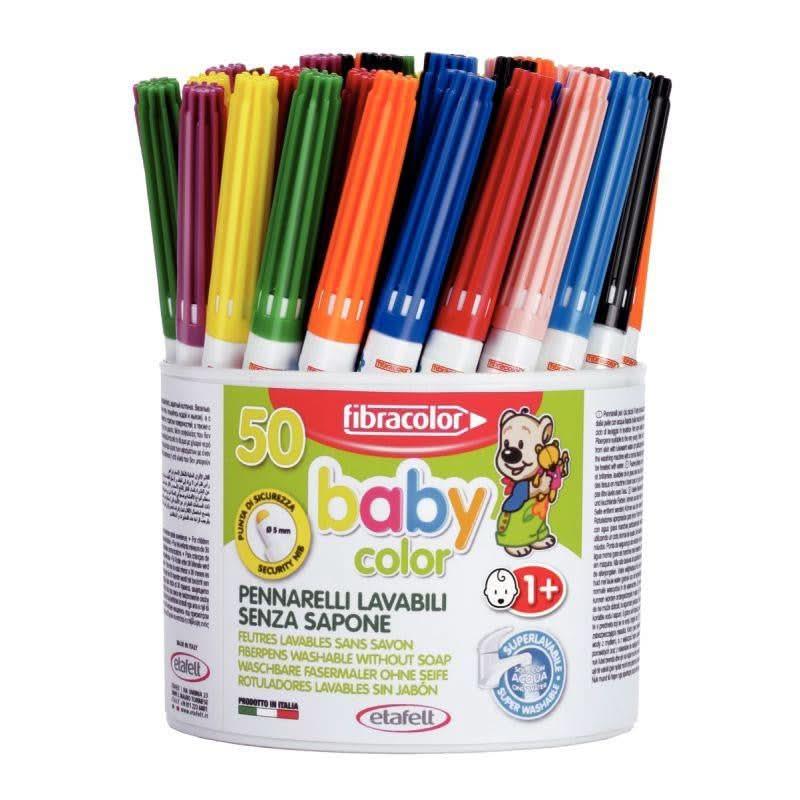 Pot 50 feutres pointe large Baby Color Fibracolor assortis - Ma Rentrée Facile