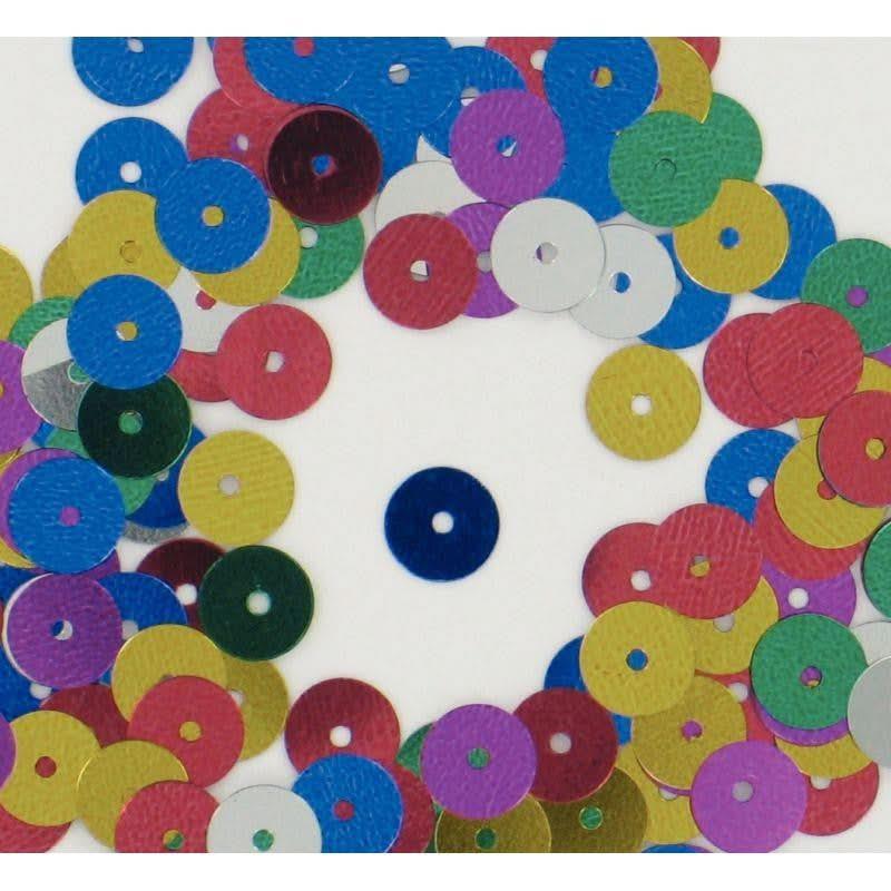 Pot de 185 gr de sequins ronds lisses, perforés diamètre 6 mm, assortis - Ma Rentrée Facile