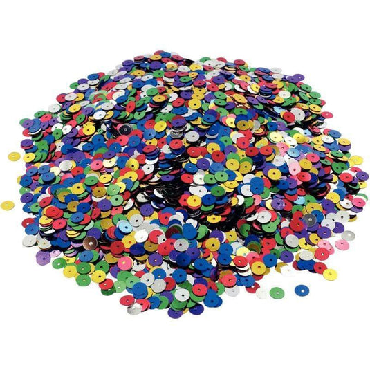 Pot de 185 gr de sequins ronds lisses, perforés diamètre 6 mm, assortis - Ma Rentrée Facile