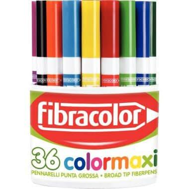 Pot de 36 feutres pointe large Colormaxi Fibracolor assortis - Ma Rentrée Facile