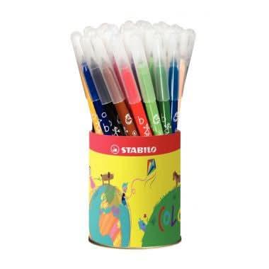 Pot de 36 feutres pointe moyenne Stabilo Trio A-Z de 12 couleurs assorties - Ma Rentrée Facile