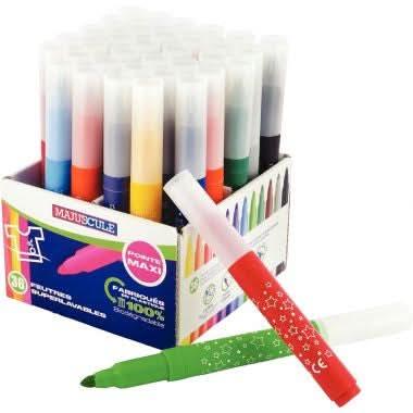 Pot de 36 maxi feutres pointe large Majuscule - Ma Rentrée Facile