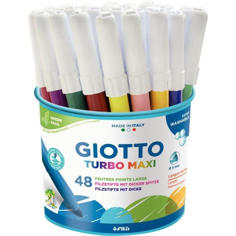 Pot de 48 feutres pointe extra large Giotto Turbo Maxi - Ma Rentrée Facile
