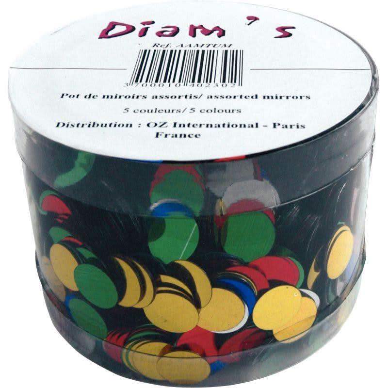 Pot de 5000 miroirs en plastique. Diamètre 1cm, 5 couleurs assorties - Ma Rentrée Facile