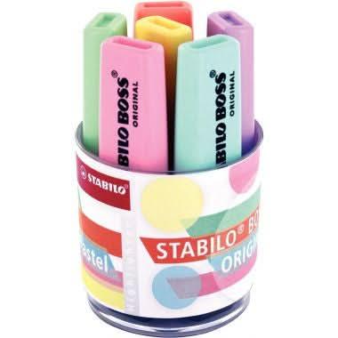 Pot de 6 surligneurs STABILO BOSS pastel assortis - Ma Rentrée Facile
