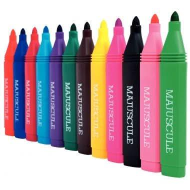 Pot de 72 feutres de coloriage triangulaires pointe ogive Majuscule - Ma Rentrée Facile