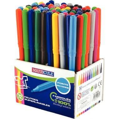 Pot de 72 feutres pointe moyenne Majuscule - Ma Rentrée Facile