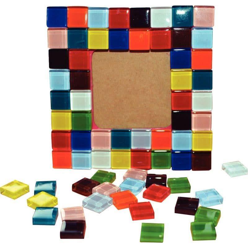 Pot de 750 gr de mosaïque colorées en verre : 10 x 10 mm - Ma Rentrée Facile