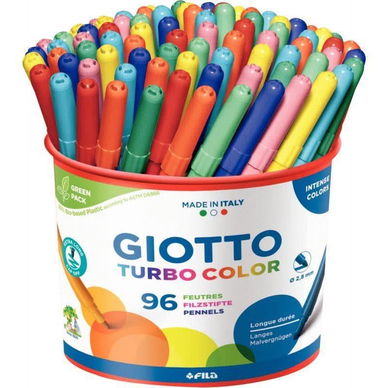 Pot de 96 feutres pointe moyenne Giotto Turbo Color 12 couleurs - Ma Rentrée Facile