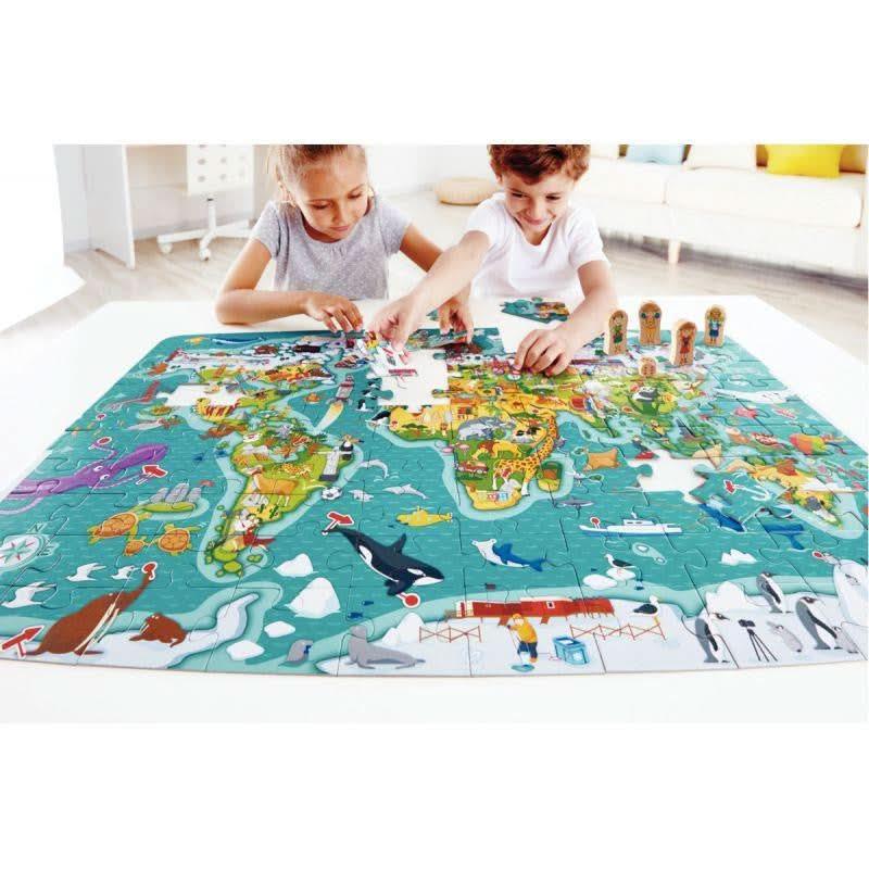 Puzzle 100 pièces + jeu, le tour du monde - Ma Rentrée Facile
