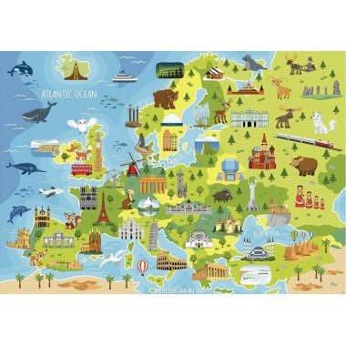 Puzzle 150 pièces carte de l'Europe + poster d'observation - Ma Rentrée Facile