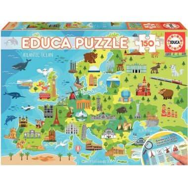 Puzzle 150 pièces carte de l'Europe + poster d'observation - Ma Rentrée Facile
