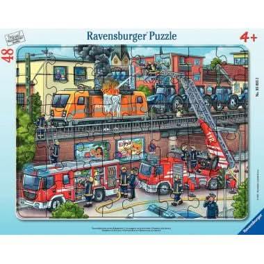 Puzzle à cadre de 48 pièces, les pompiers - Ma Rentrée Facile