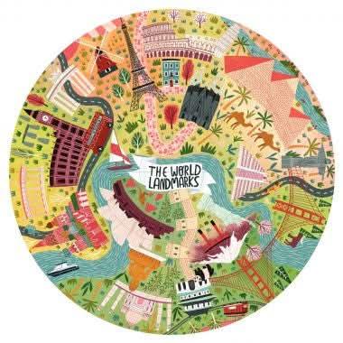 Puzzle circulaire 48 pièces, les monuments - Ma Rentrée Facile