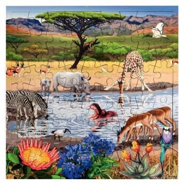 Puzzle de 81 pièces en bois, la savane africaine - Ma Rentrée Facile
