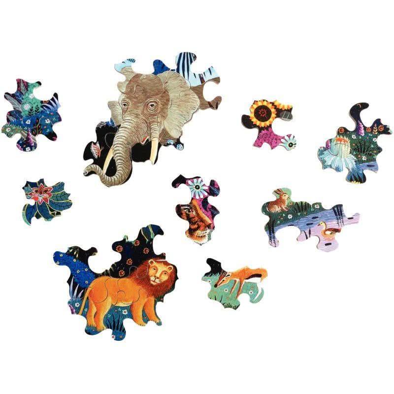 Puzzle Michèle Wilson en bois d'environ 50 pièces, Nuit dans la jungle - Ma Rentrée Facile