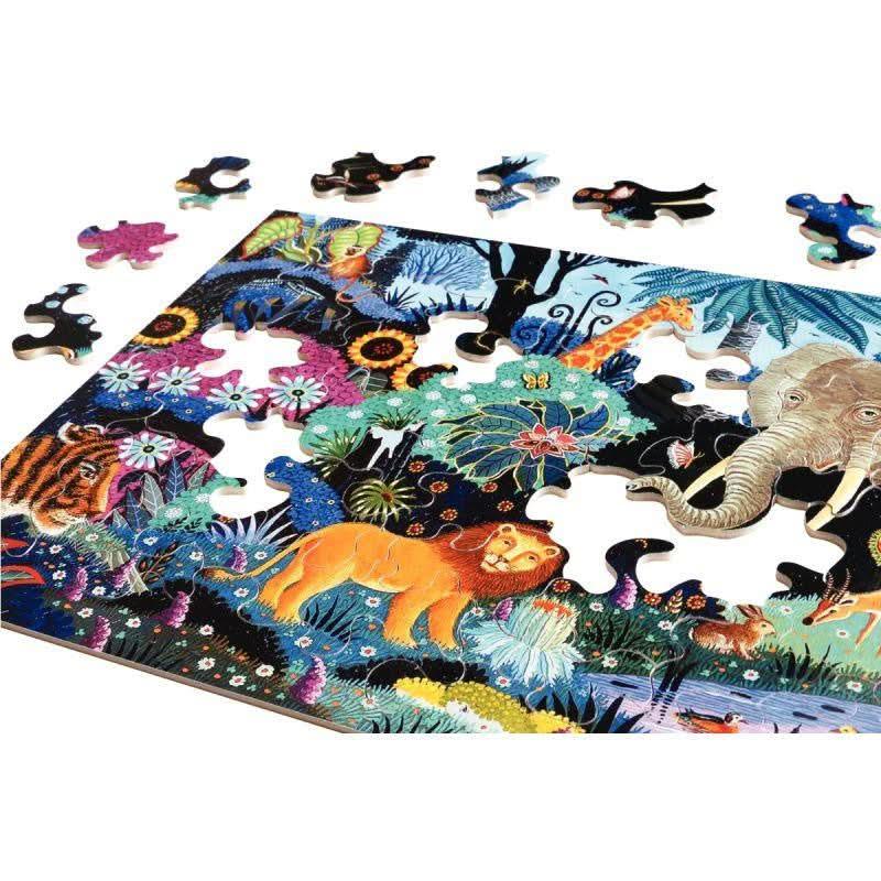 Puzzle Michèle Wilson en bois d'environ 50 pièces, Nuit dans la jungle - Ma Rentrée Facile