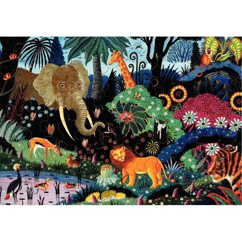 Puzzle Michèle Wilson en bois d'environ 50 pièces, Nuit dans la jungle - Ma Rentrée Facile