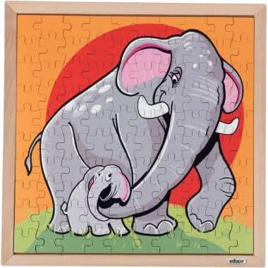 Puzzle en bois de 100 pièces, les éléphants - Ma Rentrée Facile
