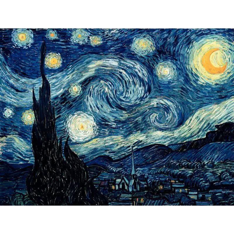 Puzzle Michèle Wilson en bois d?environ 50 pièces, NUIT ETOILEE de Vincent VAN GOGH - Ma Rentrée Facile