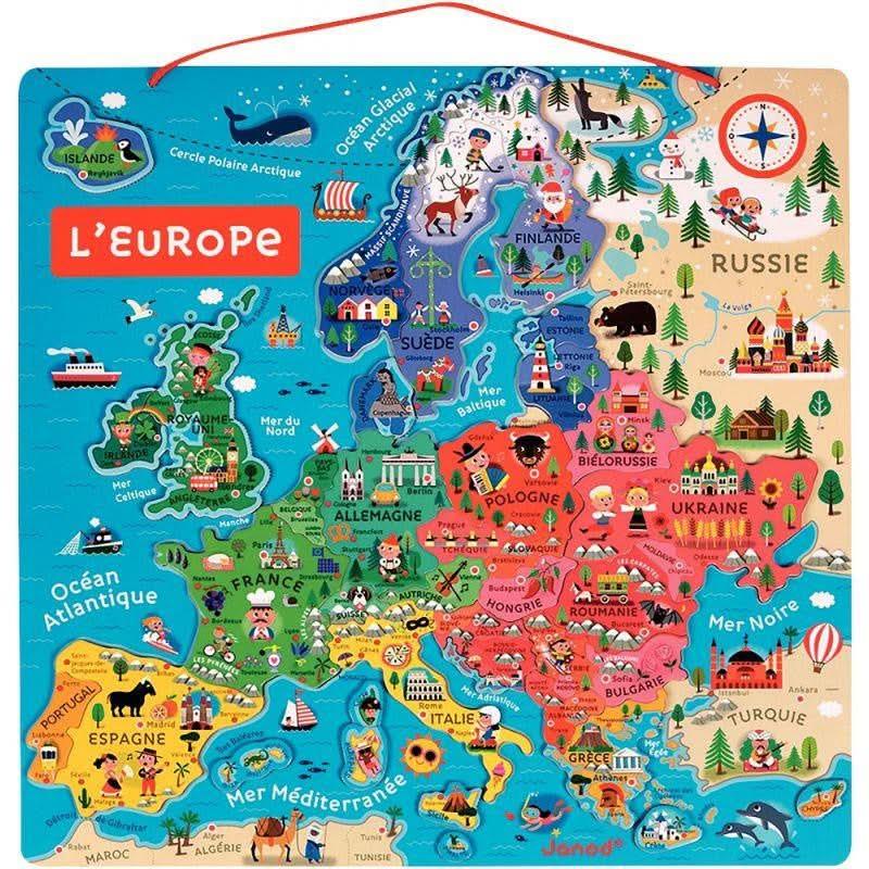 Puzzle magnétique 40 pièces, l'Europe, JANOD - Ma Rentrée Facile
