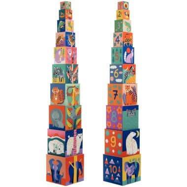 Pyramide 10 cubes animaux sauvages DJECO - Ma Rentrée Facile