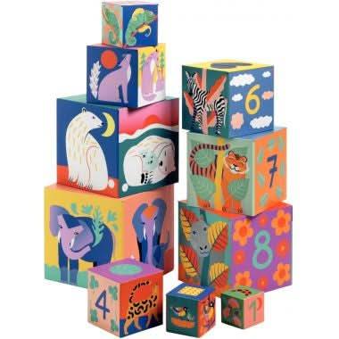 Pyramide 10 cubes animaux sauvages DJECO - Ma Rentrée Facile