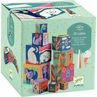 Pyramide 10 cubes animaux sauvages DJECO - Ma Rentrée Facile