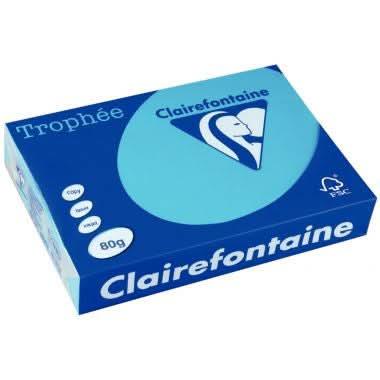 Ramette de 500 feuilles de papier 80g de format A3 bleu turquoise TROPHEE CLAIREFONTAINE - Ma Rentrée Facile