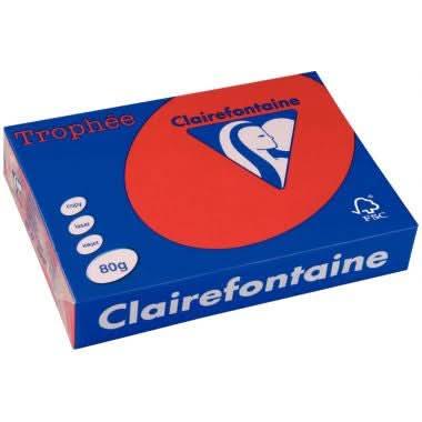 Ramette de 500 feuilles de papier 80g de format A3 rouge groseille TROPHEE CLAIREFONTAINE - Ma Rentrée Facile