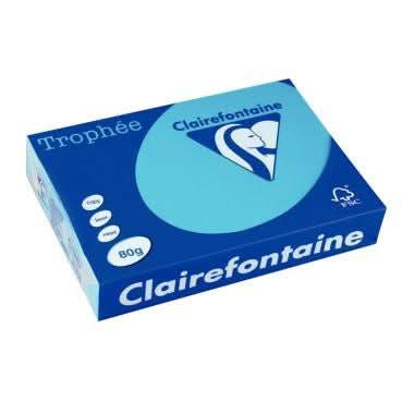 Ramette de 500 feuilles de papier 80g de format A4 bleu turquoise TROPHEE CLAIREFONTAINE - Ma Rentrée Facile