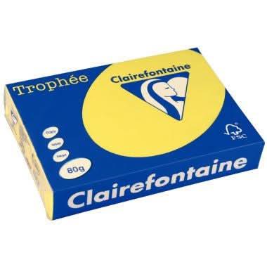 Ramette de 500 feuilles de papier 80g de format A4 jaune soleil TROPHEE CLAIREFONTAINE - Ma Rentrée Facile