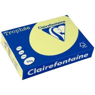 Ramette de 500 feuilles de papier 80g de format A4 jonquille TROPHEE CLAIREFONTAINE - Ma Rentrée Facile