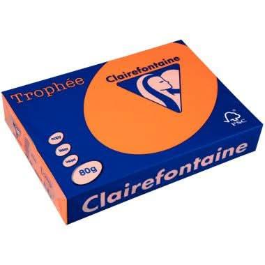Ramette de 500 feuilles de papier 80g de format A4 orange fluo TROPHEE CLAIREFONTAINE - Ma Rentrée Facile