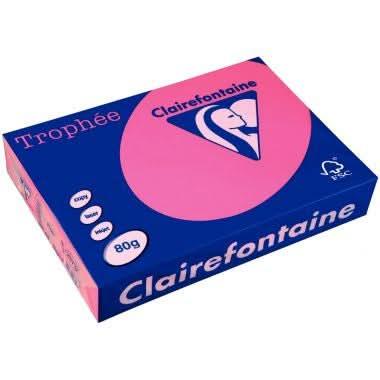 Ramette de 500 feuilles de papier 80g de format A4 rose fluo TROPHEE CLAIREFONTAINE - Ma Rentrée Facile