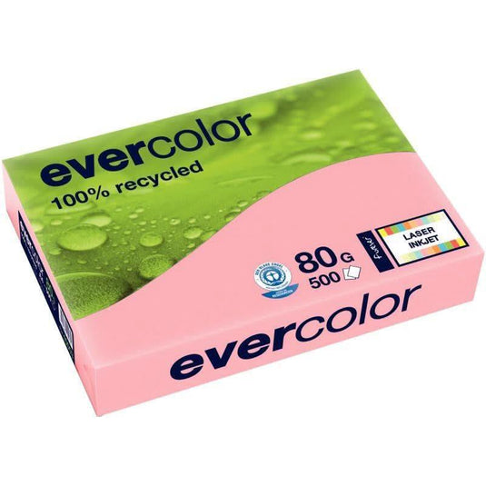 Ramette de 500 feuilles de papier recyclé 80g de format A3 rose EVERCOLOR - Ma Rentrée Facile