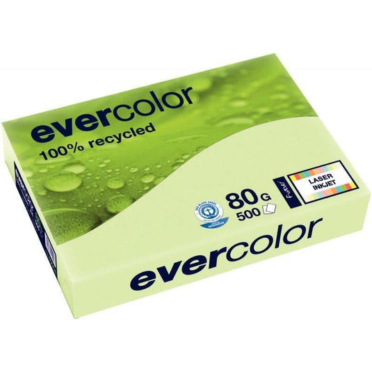 Ramette de 500 feuilles de papier recyclé 80g de format A3 vert clair EVERCOLOR - Ma Rentrée Facile