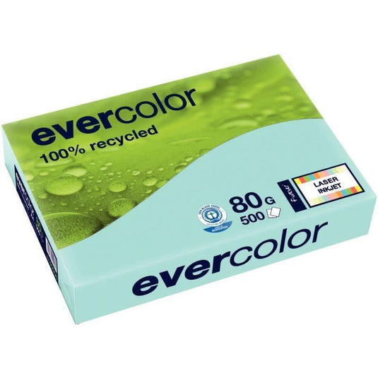 Ramette de 500 feuilles de papier recyclé 80g de format A4 bleu clair EVERCOLOR - Ma Rentrée Facile