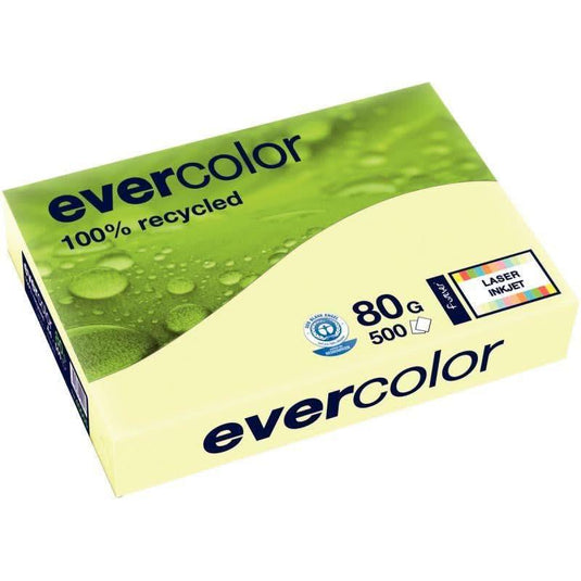 Ramette de 500 feuilles de papier recyclé 80g de format A4 jaune EVERCOLOR - Ma Rentrée Facile