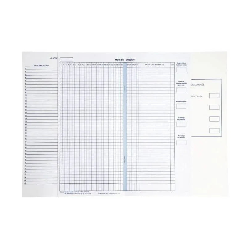 Registre d'appel journalier découpé, 21x29.7, 24 pages - Ma Rentrée Facile