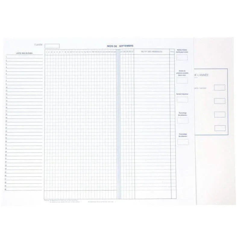 Registre d'appel journalier découpé, 21x29.7, 24 pages - Ma Rentrée Facile