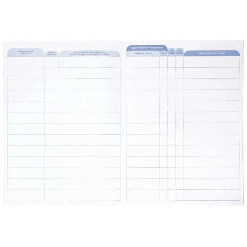 Registre des élèves inscrits à l'école, 21x29.7, 56 pages - Ma Rentrée Facile