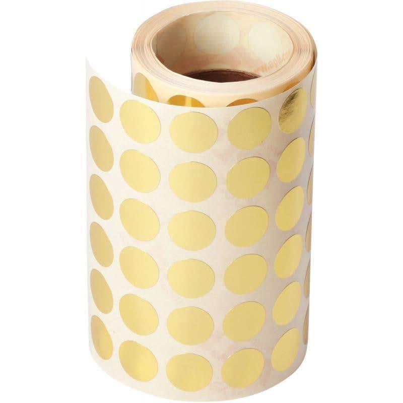 Rouleau de 2832 gommettes rondes diamètre 15 mm, couleur or - Ma Rentrée Facile