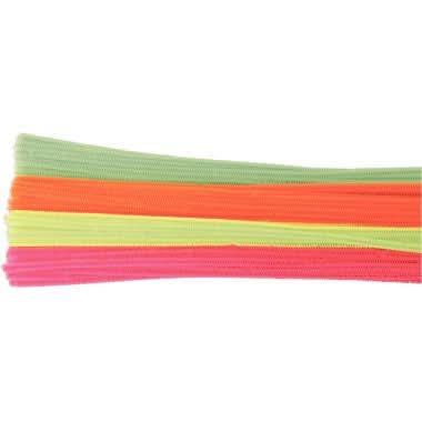 Sachet de 100 chenilles, diamètre 6mm, longueur 30 cm, couleurs fluo assortis - Ma Rentrée Facile