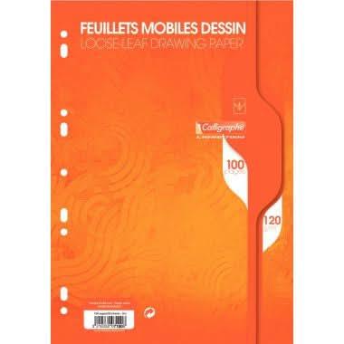 50 feuillets mobiles dessin (100 pages) format 21x29,7 cm 120g uni blanc, Calligraphe - Ma Rentrée Facile
