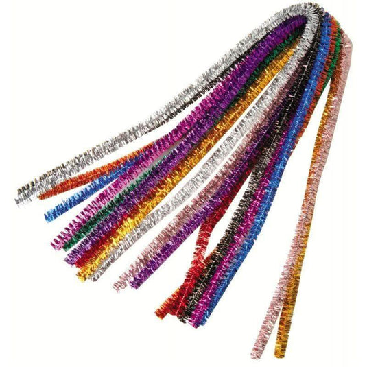 Sachet de 10 chenilles métallisées, diamètre 9mm, longueur 50cm, couleurs assorties - Ma Rentrée Facile