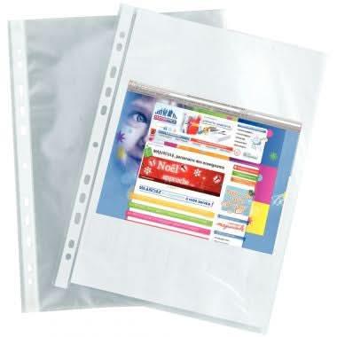 100 pochettes plastiques perforées 5/100ème 21x29,7 aspect grainé - Ma Rentrée Facile