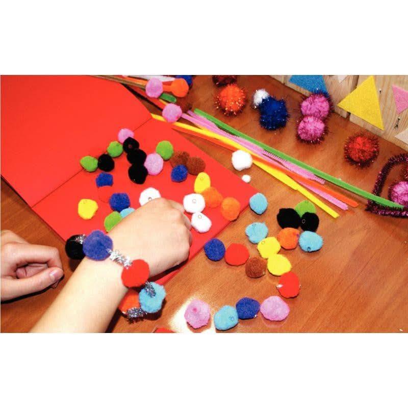 Sachet de 100 pompons à trou assortis - Ma Rentrée Facile