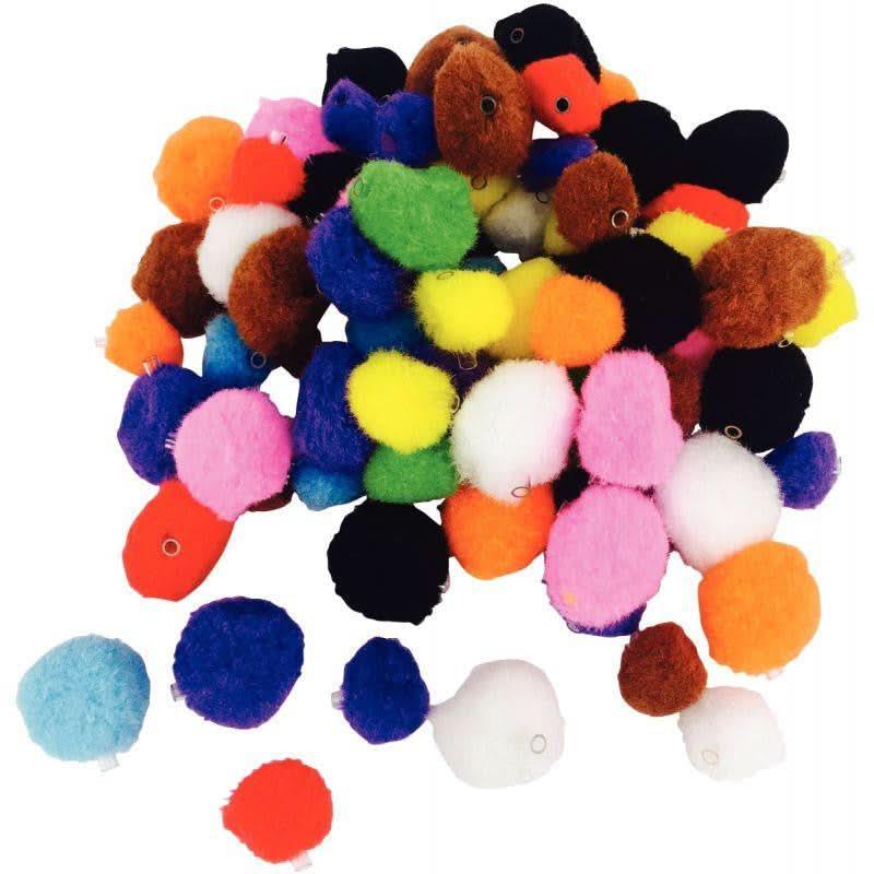 Sachet de 100 pompons à trou assortis - Ma Rentrée Facile